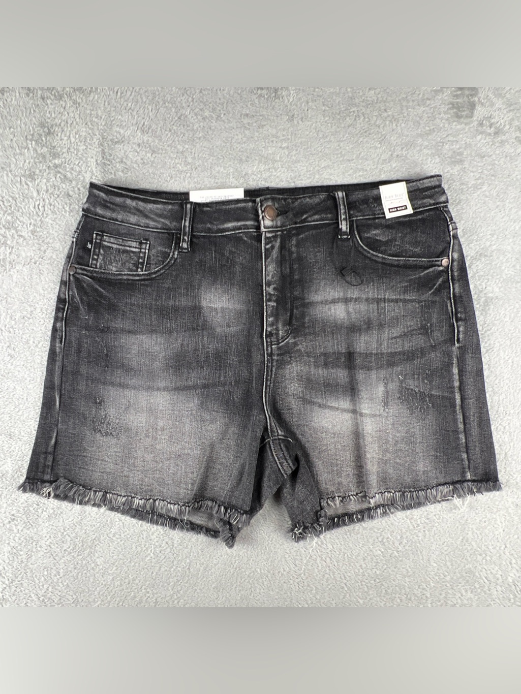 Judy Blue Denim Shorts High Rise Women’s Size Xl Stretch Black Gray Cut Off Nwt
